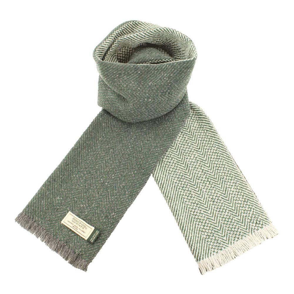 Olive Green 2-sided Soft Donegal Irish Wool Scarf by Mucros Weavers (SD27)