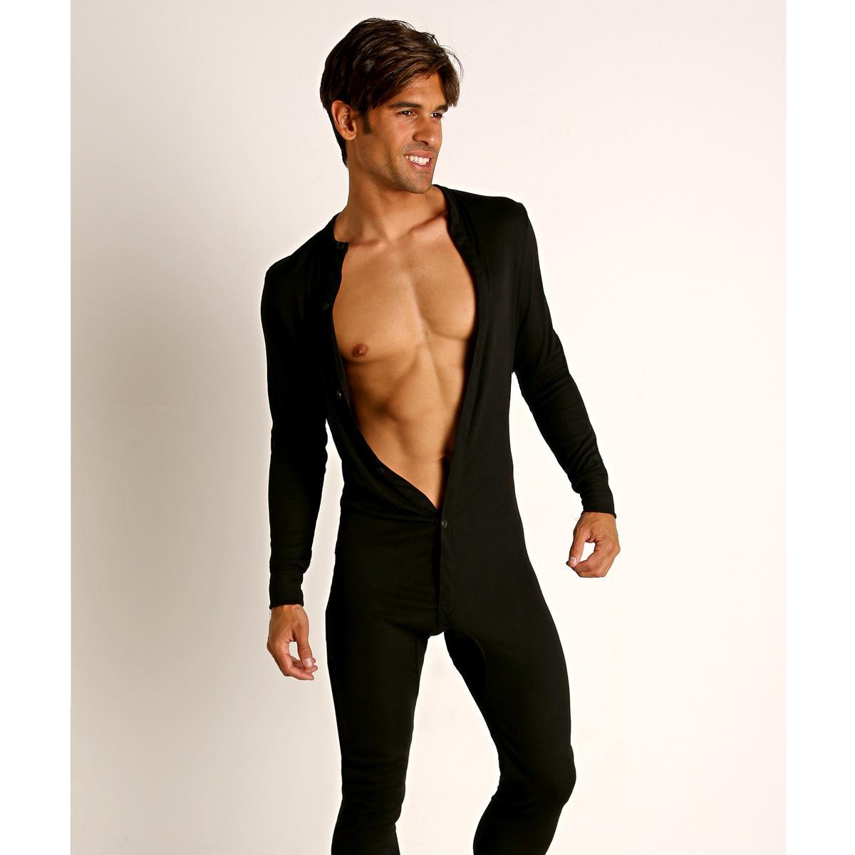 Black American Classic Back Flap Union Suit by Rick Majors