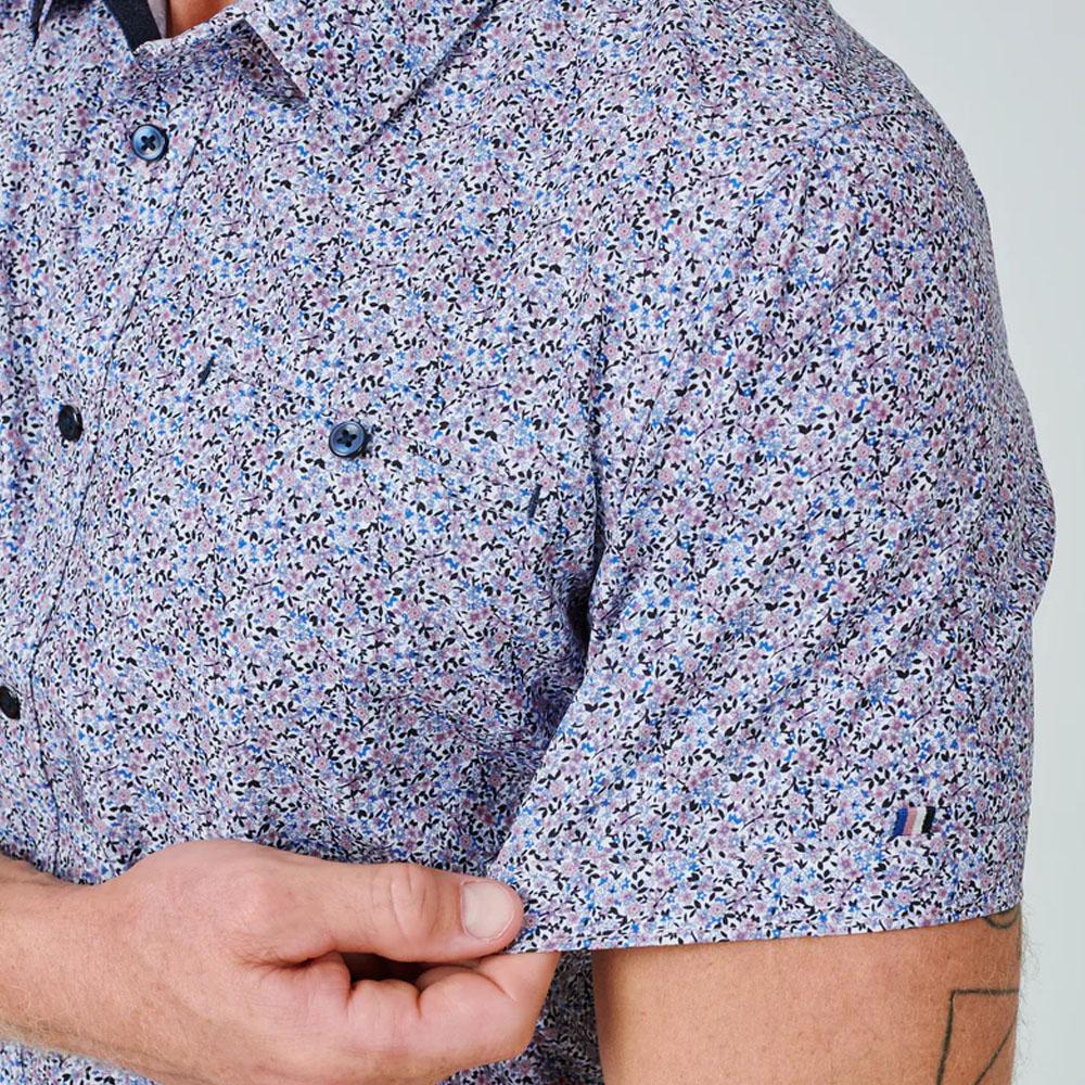 Kew Stone Rose Short Sleeve Patterned Shirt by 7Diamonds
