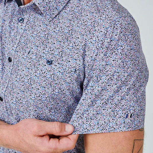 Kew Stone Rose Short Sleeve Patterned Shirt by 7Diamonds