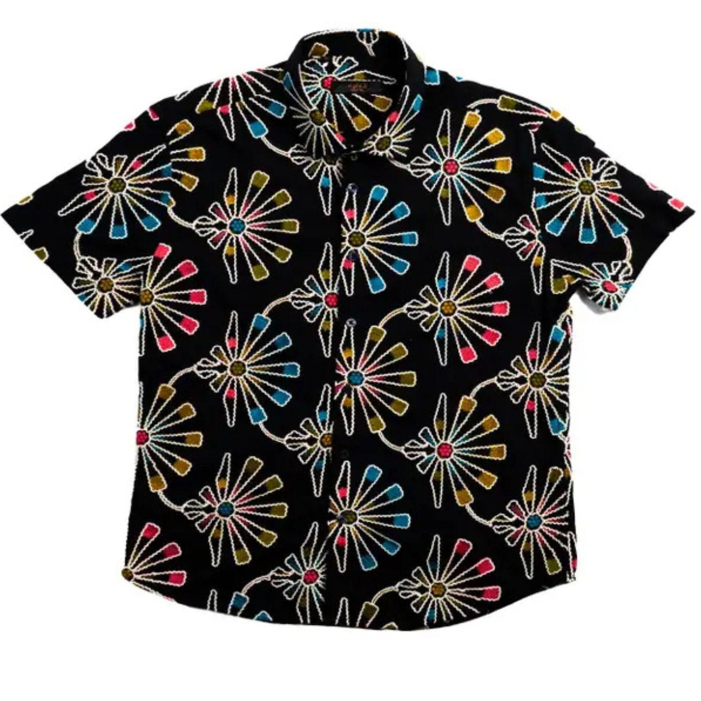 Soleil Fleur Artisan Short Sleeve Button Up Shirt by Eight X