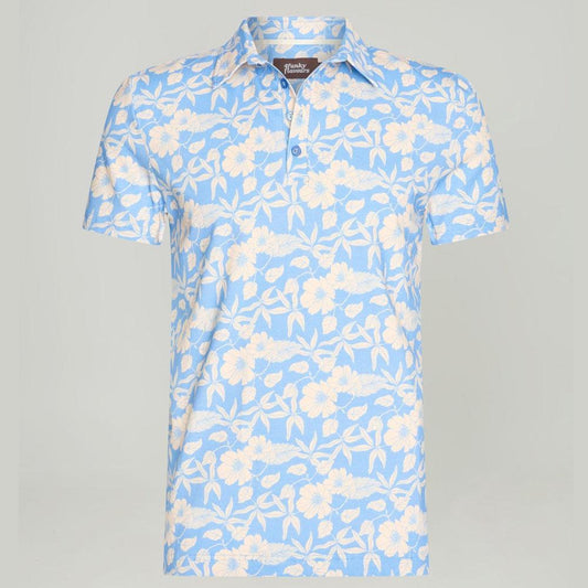 Parachute Light Blue/Ecru Short Sleeve Cotton Polo by 4FunkyFlavours