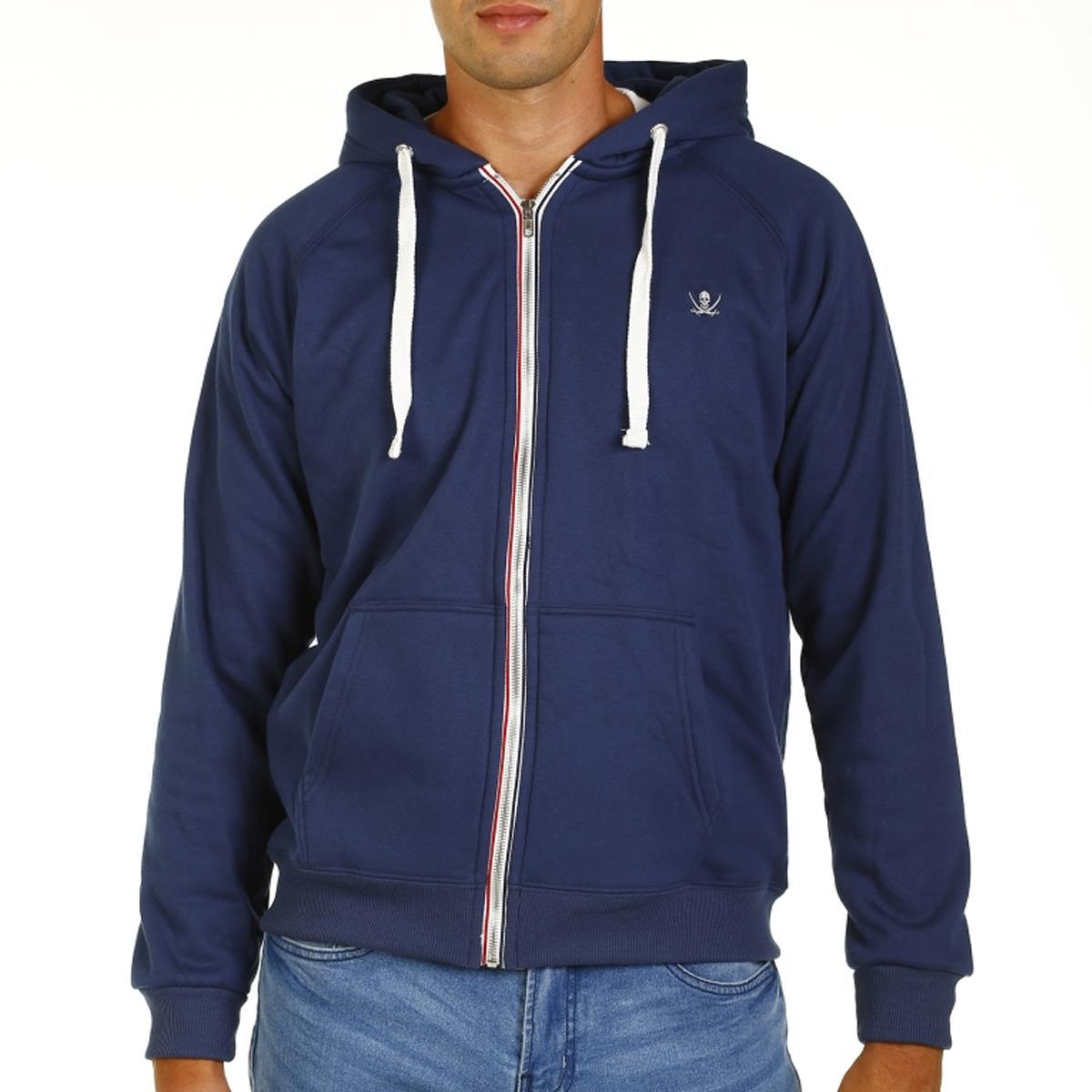 Men's Blue Zipper Hoodie by Time of Bocha
