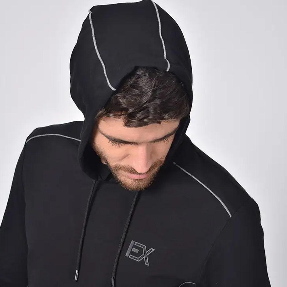 Black Hooded Pullover by Eight X