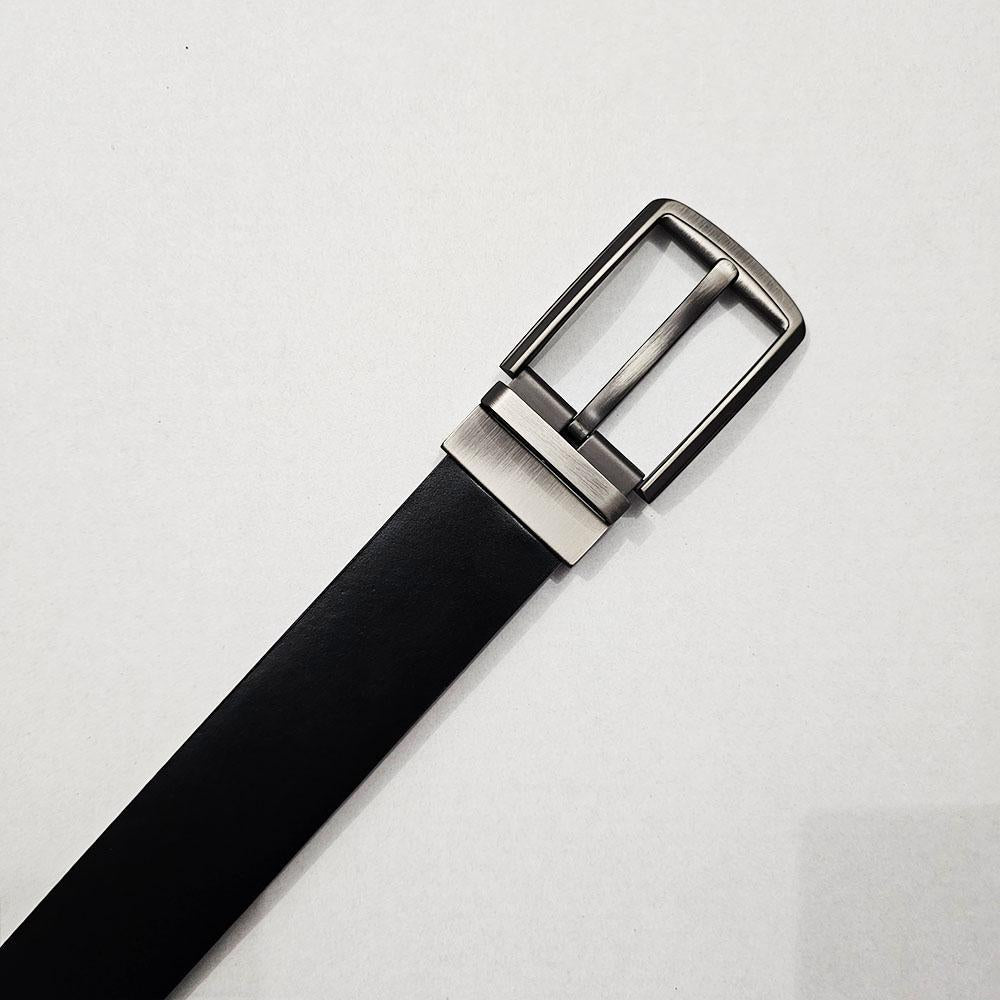 Black/Brown Leather Reversable Belt with Classic Buckle by Marco Valentino