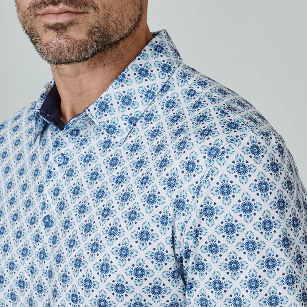 Leon Teal Patterned Polo by 7Diamonds (SMP-1643)