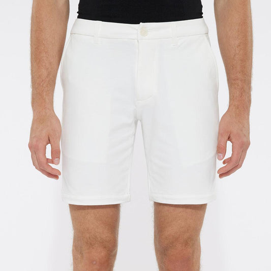 White 8" Inseam Solid Slub Knit Fleece Short by Postmarc