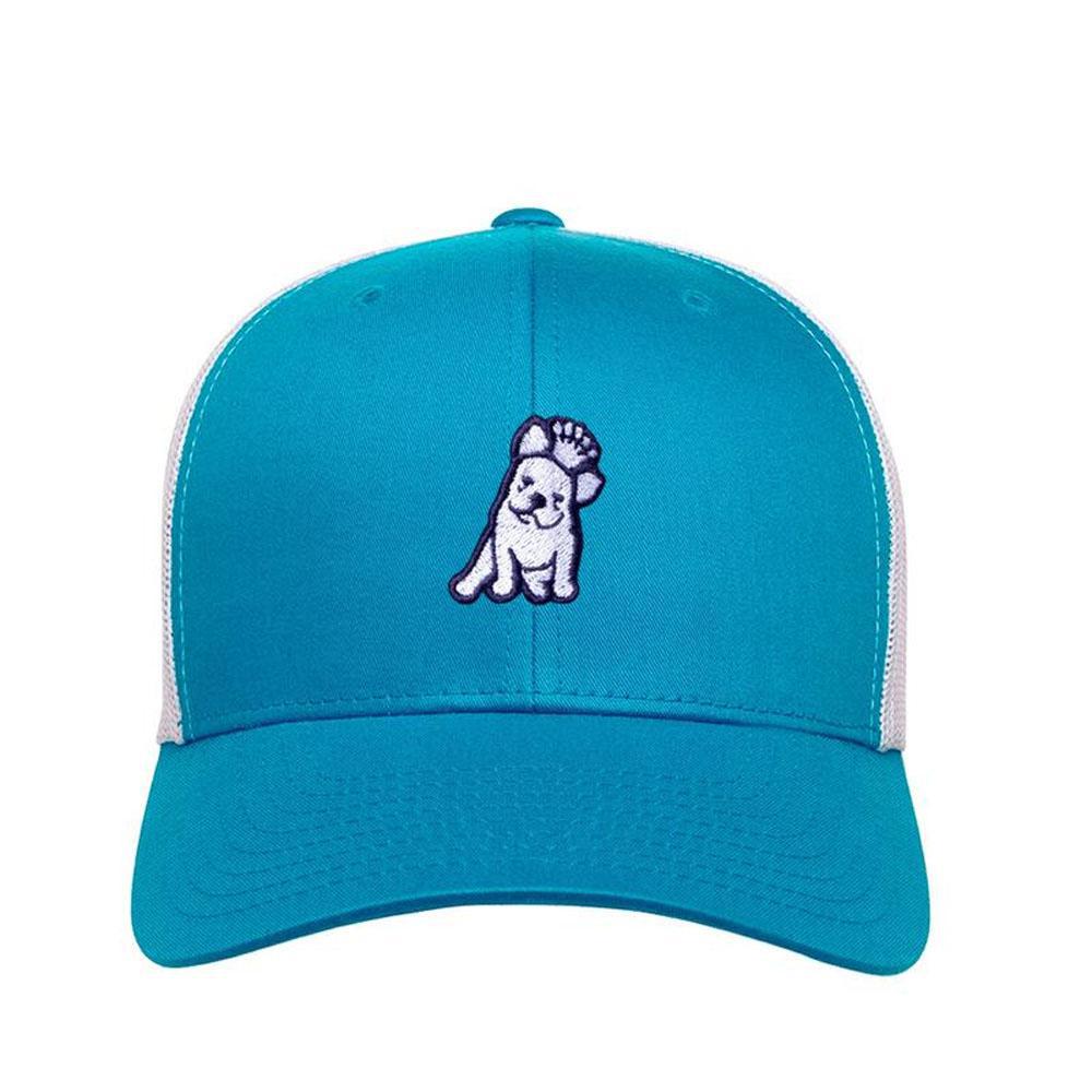 French Bulldog Turquoise/White Trucker Cap by James Bark