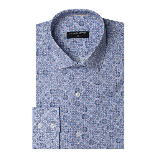 Luke Purple Geometric Cotton Long Sleeve Shirt by Masutto