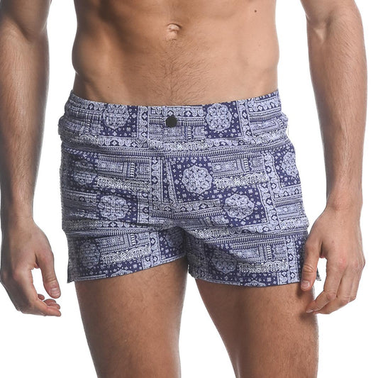 Navy/White Patchwork Swim Shorts by Postmarc