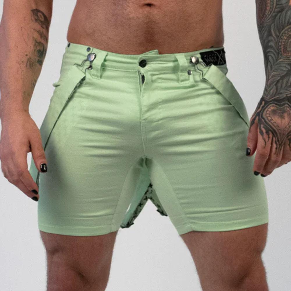 Linus Lime Romey Shorts with Wearable Straps by TigerXHorse Denim