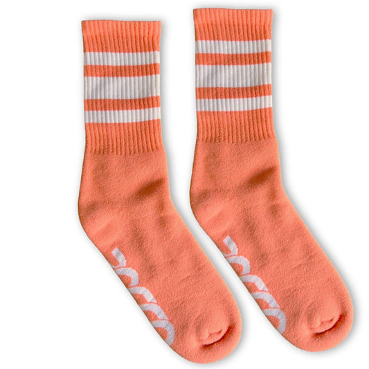 White Striped Coral Crew Socks by SOCCO