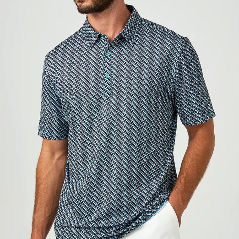 Lima Navy Patterned Polo by 7Diamonds (SMP-1569)