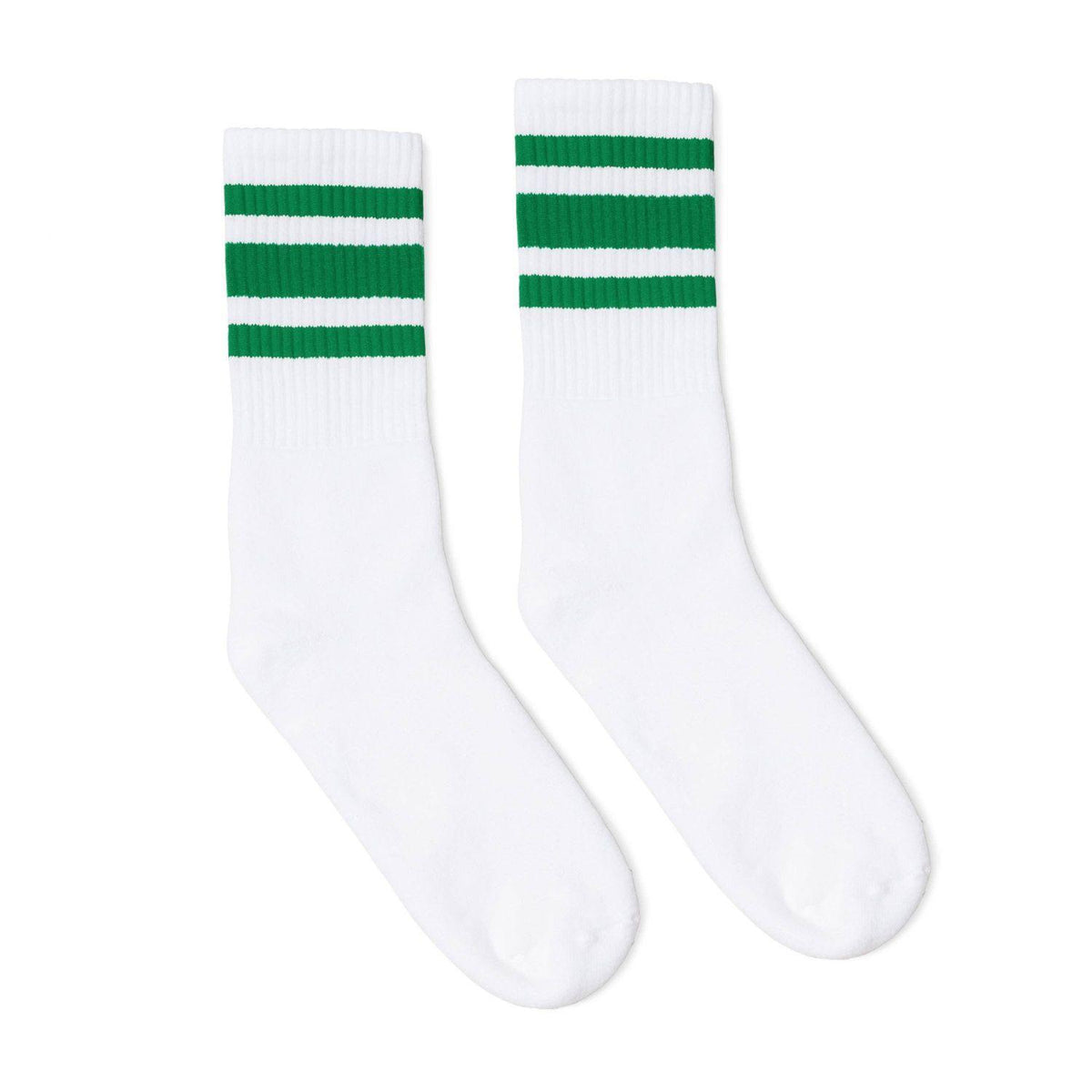 Green Striped White Crew Socks by SOCCO