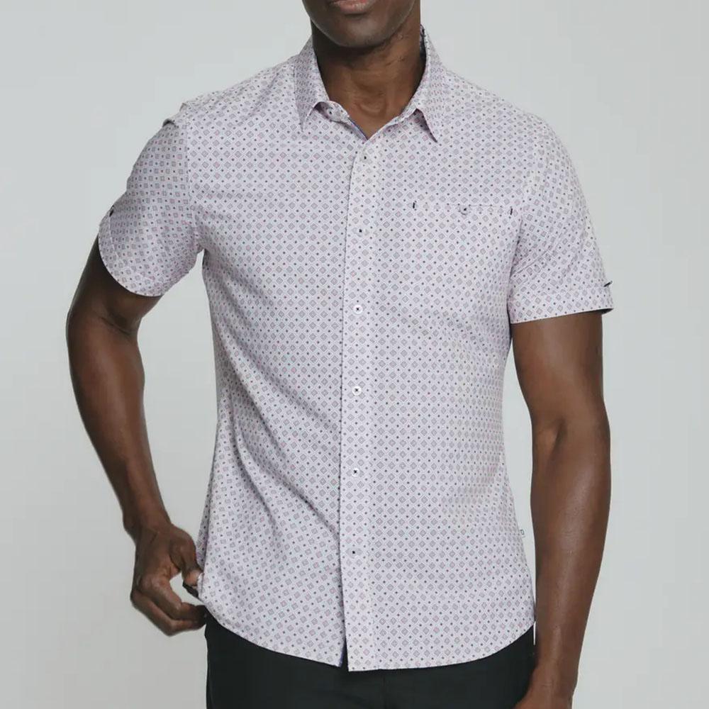 Lithos Coral Short Sleeve Patterned Shirt by 7Diamonds