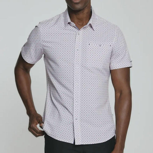 Lithos Coral Short Sleeve Patterned Shirt by 7Diamonds
