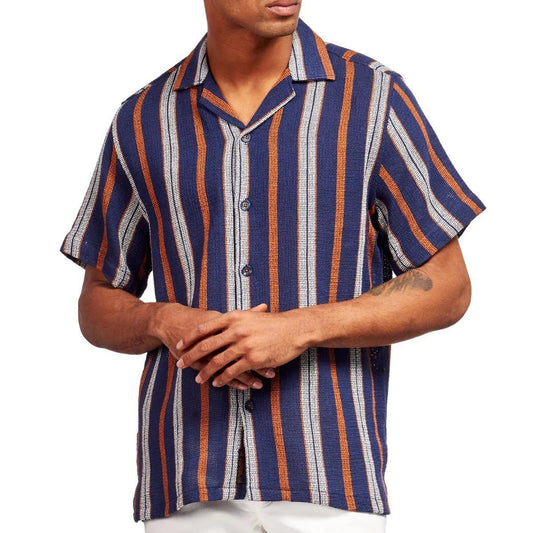 The Villa Navy/Orange Relaxed Fit Camp Shirt by Eight X