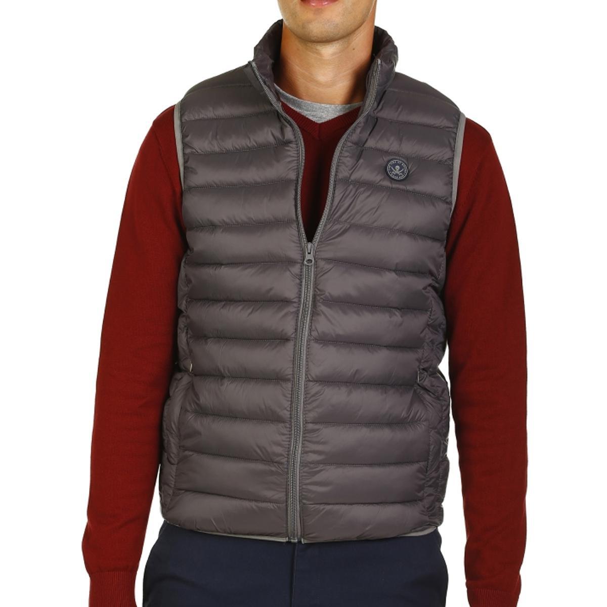 Men's Grey Padded Sleeveless Vest by Time of Bocha