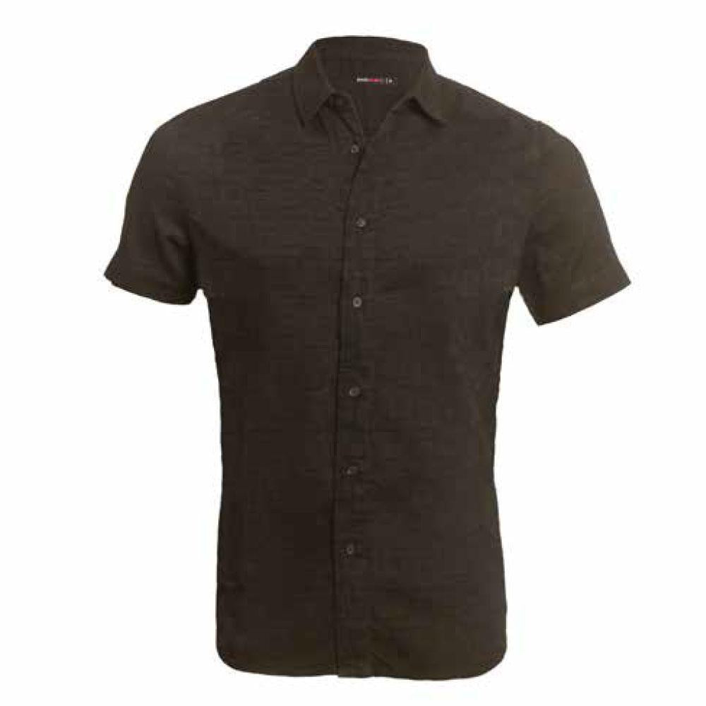 Black Blocks Cotton Jacquard Short Sleeve Shirt by Postmarc