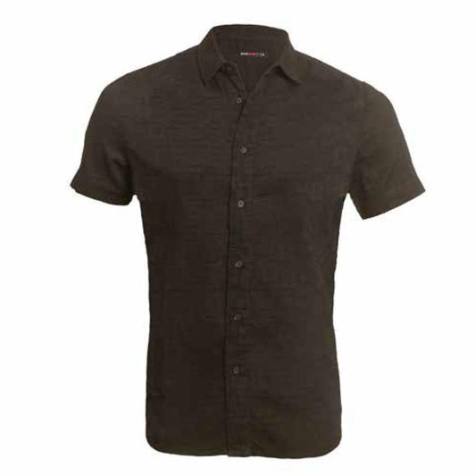 Black Blocks Cotton Jacquard Short Sleeve Shirt by Postmarc