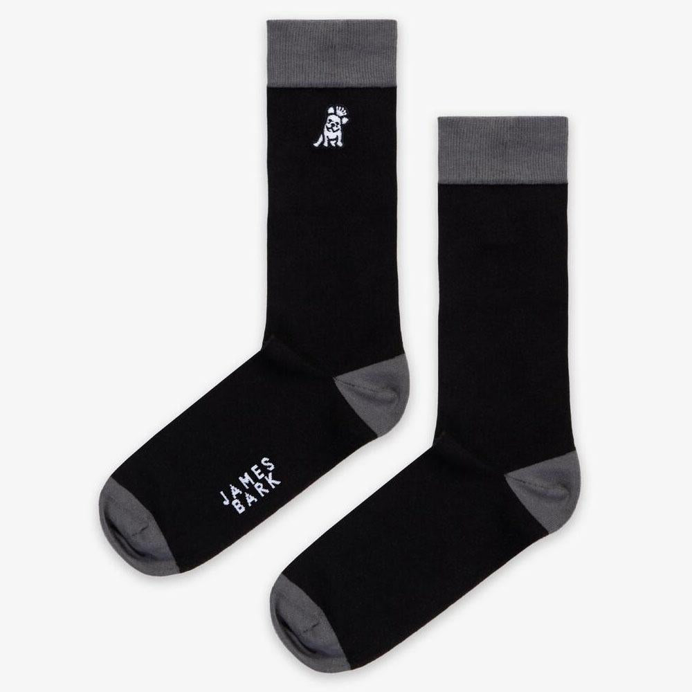 Black/Grey Socks with French Bulldog Logo by James Bark