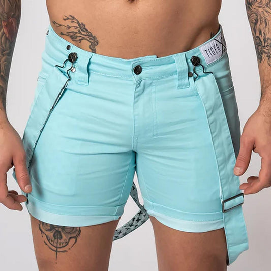 Cam Blue Romey Shorts with Wearable Straps by TigerXHorse Denim