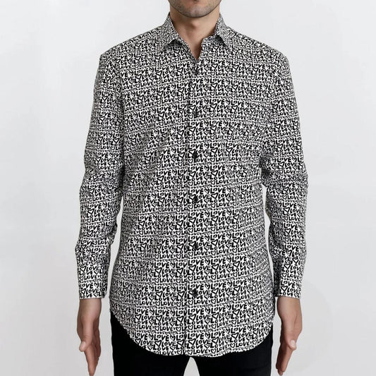 Bloom Love Black Cotton Long Sleeve Shirt by Masutto