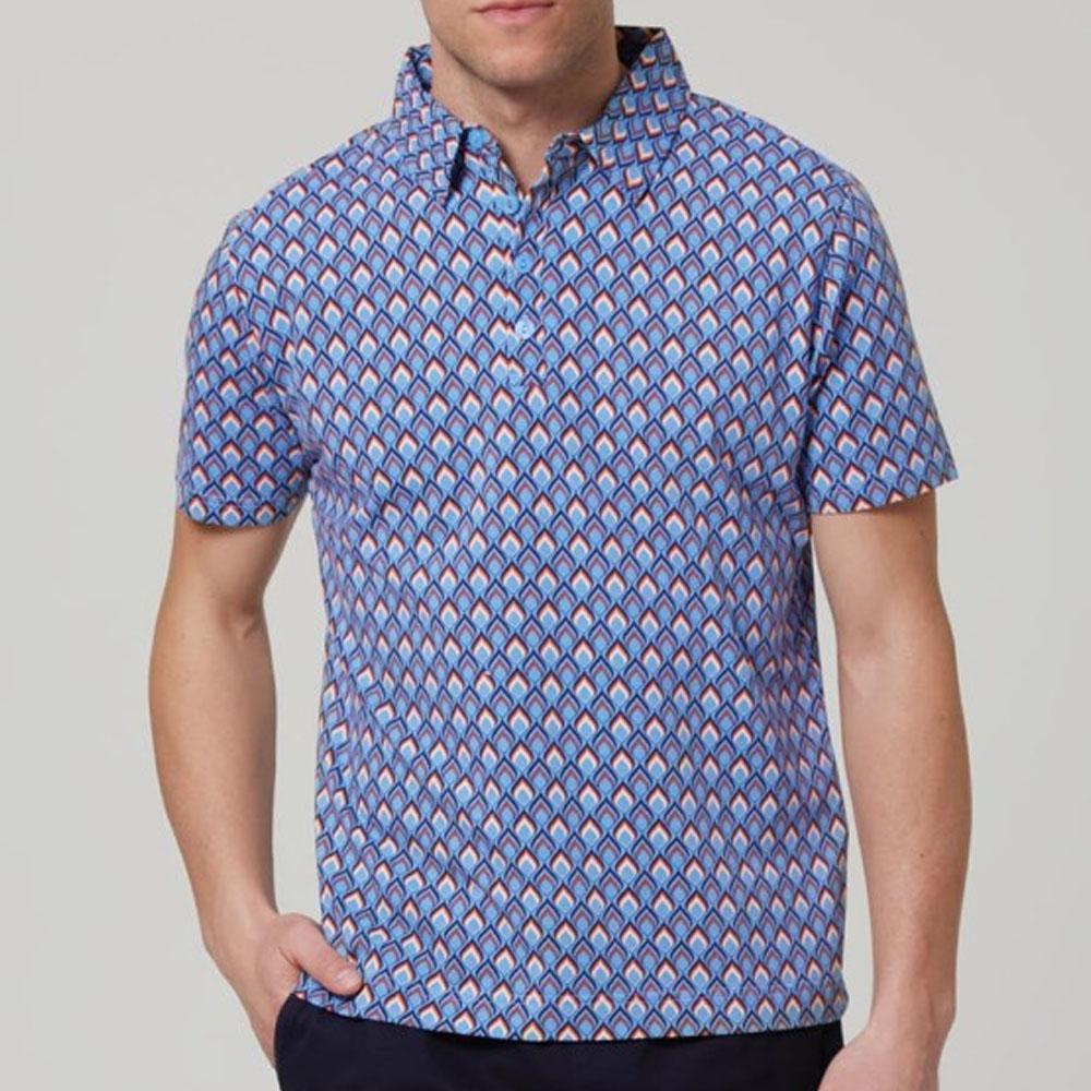 Say It Softly Blue/Orange Geometric Print Polo by 4funkyflavours