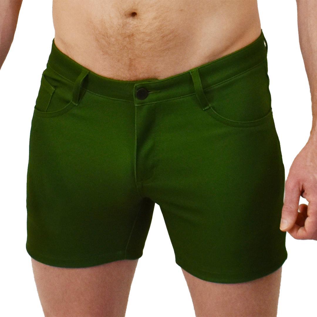 Army Solid 5-Pocket Stretch Shorts with 5" Inseam by Assassin Menswear