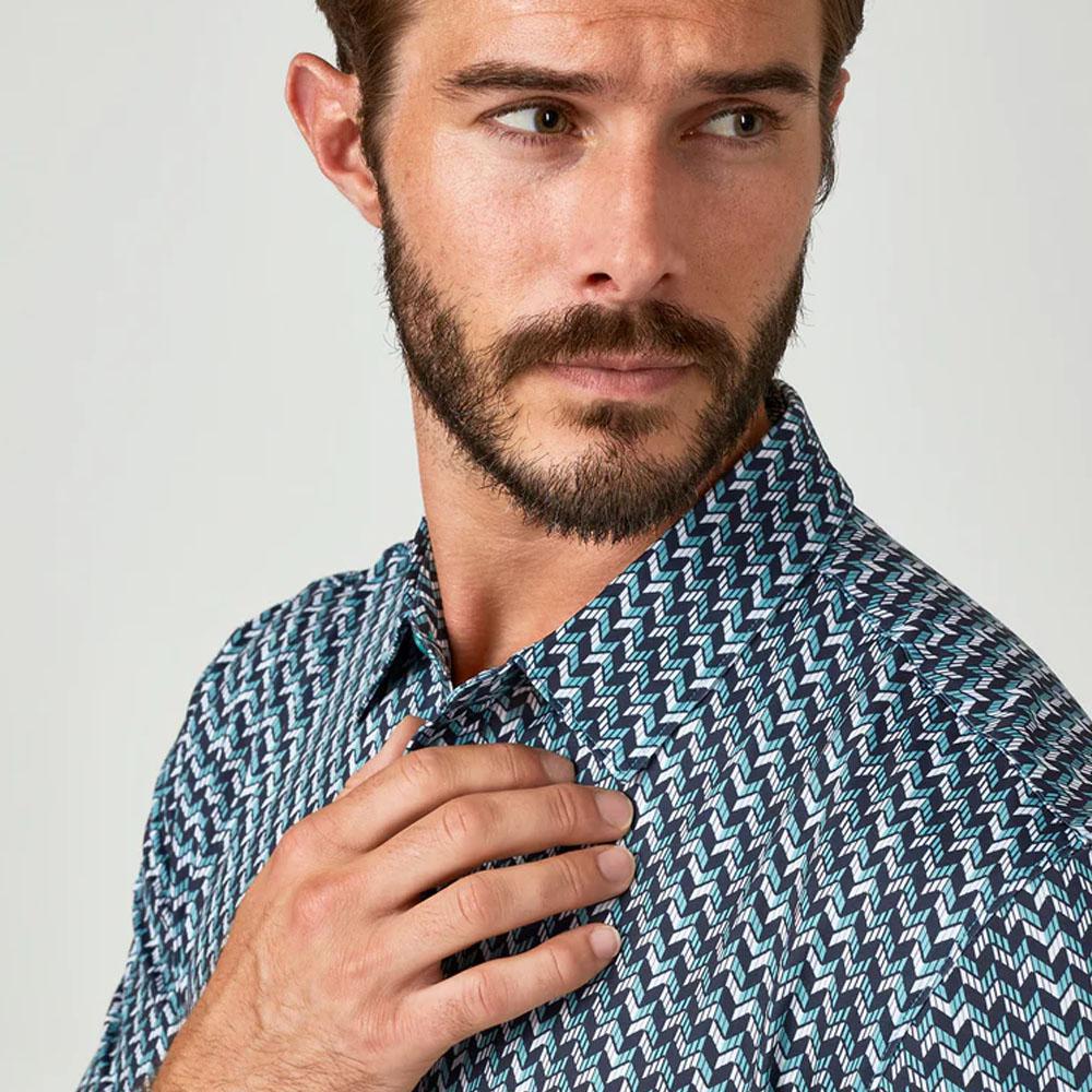 Lima Navy Patterned Polo by 7Diamonds (SMP-1569)