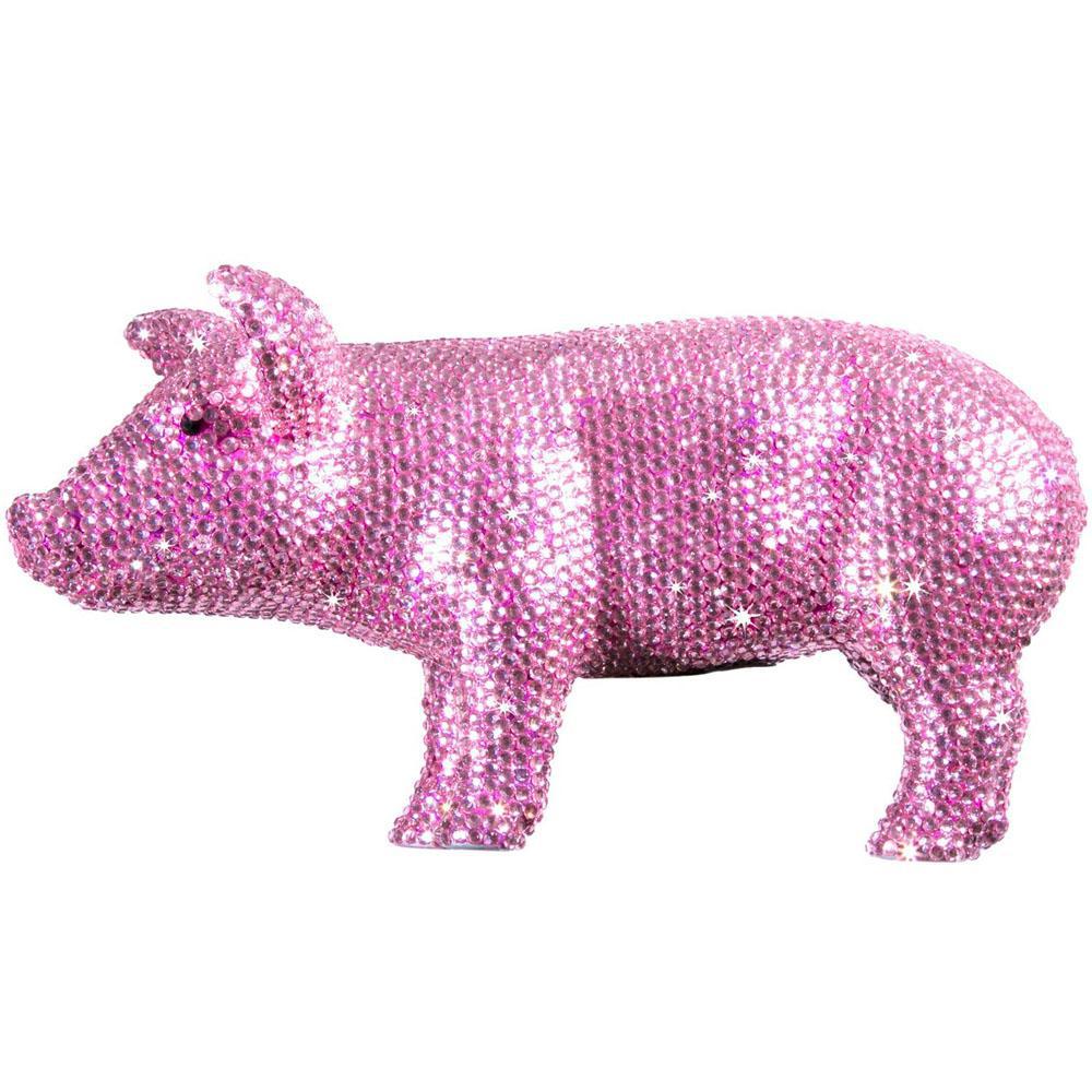Pink Rhinestone Piggy Bank - 12"long by Interior Illusions Plus