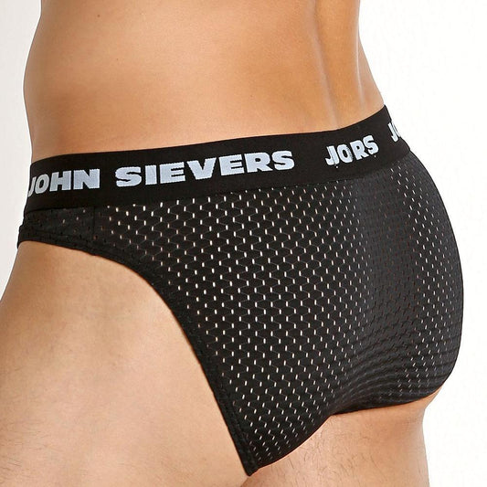Stretch Mesh Natural Pouch Black Brief by John Sievers
