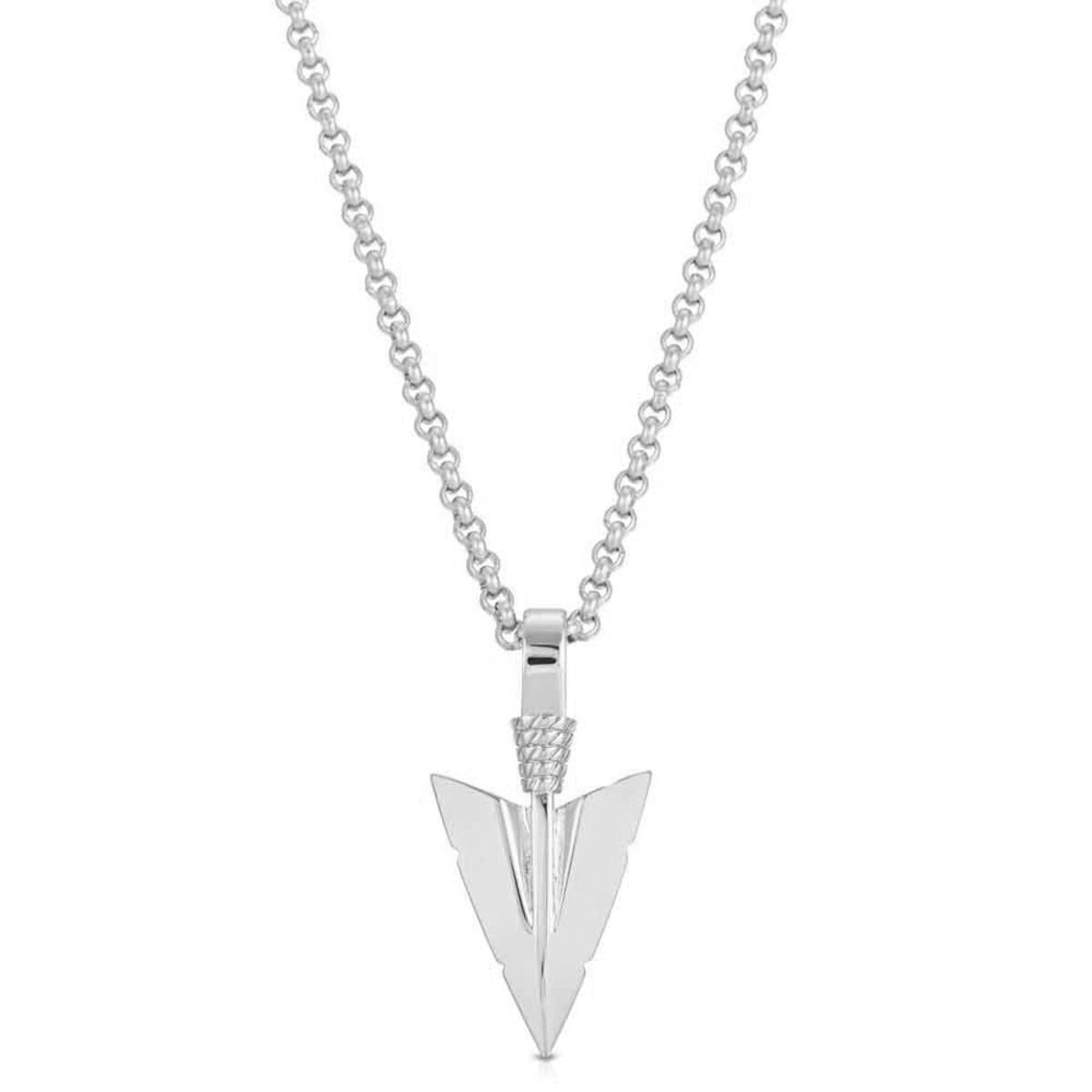White Gold Arrowhead with 2.5MM 20" Cable Chain by Gold Gods