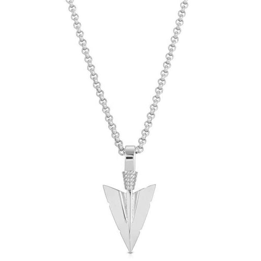 White Gold Arrowhead with 2.5MM 20" Cable Chain by Gold Gods