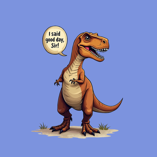 "Good Day, Sir!" T-Rex Blue T-Shirt by Assassin Menswear