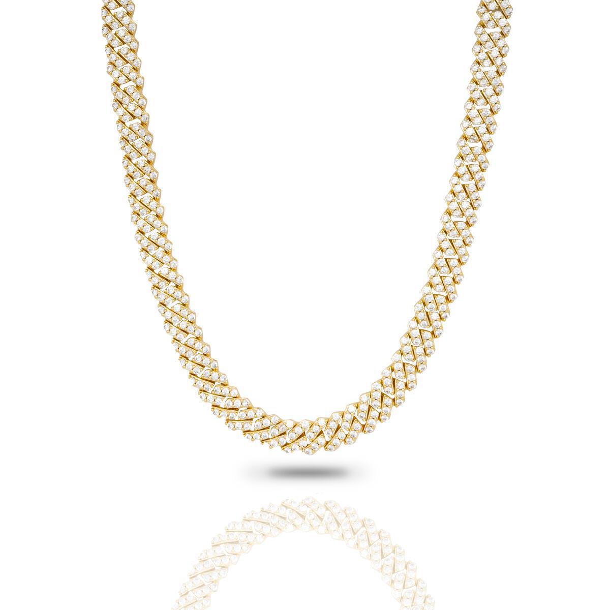 8MM Gold Straight Edge Diamond Cuban Chain by Gold Gods