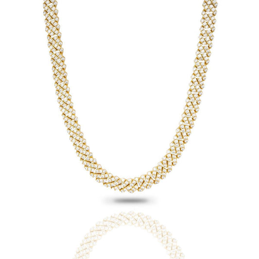 8MM Gold Straight Edge Diamond Cuban Chain by Gold Gods
