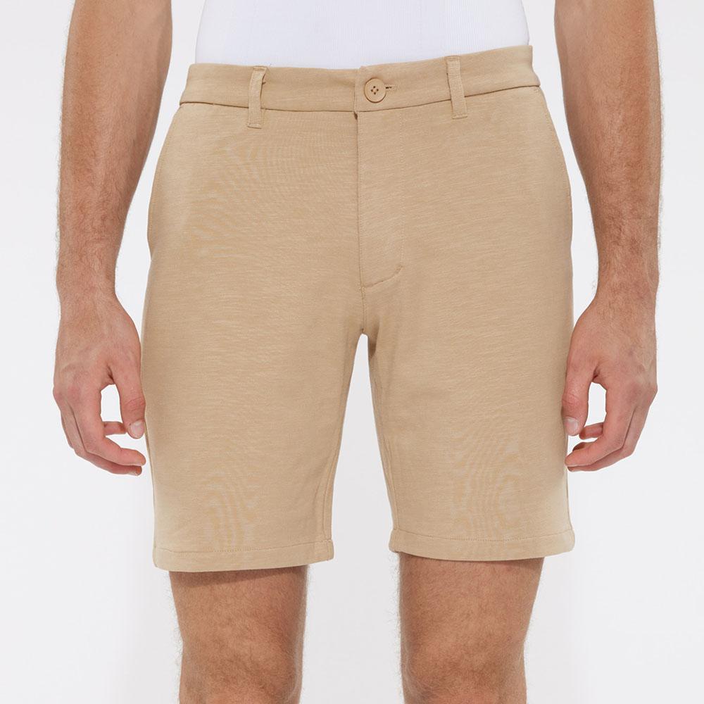 Almond Khaki 8" Inseam Solid Slub Knit Fleece Short by Postmarc