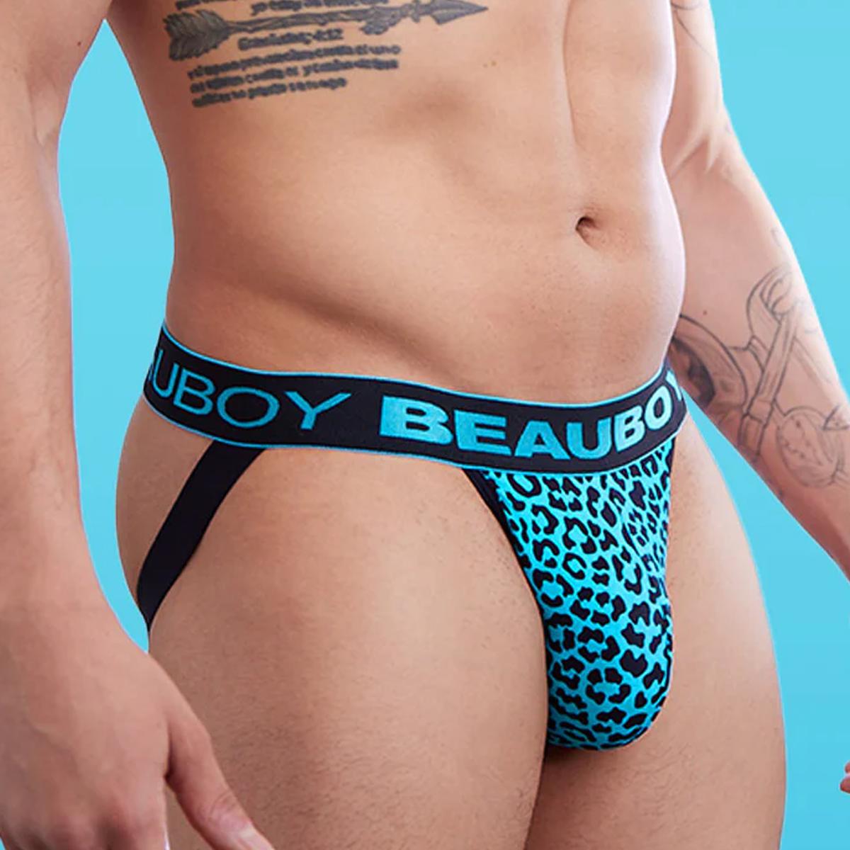 Aqua/Black Leopard Print Jock by Beauboy Menswear