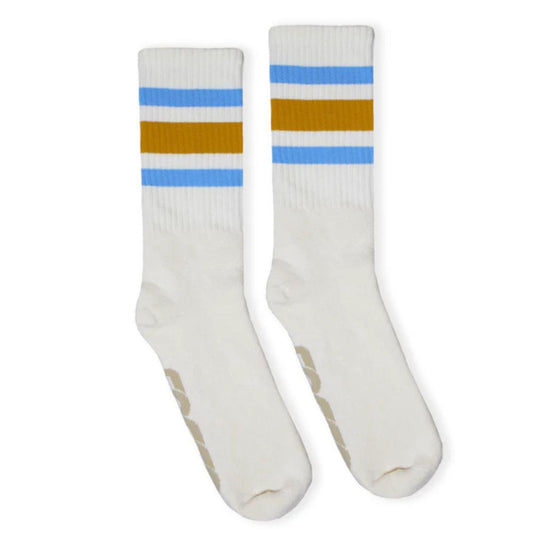 Columbia Blue & Brass Natural Striped Crew Socks by SOCCO