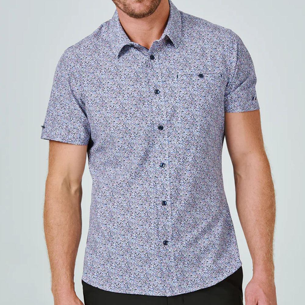 Kew Stone Rose Short Sleeve Patterned Shirt by 7Diamonds