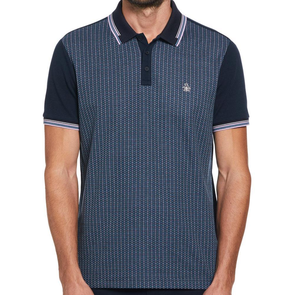 Dark Sapphire and Grape Cotton Jacquard Geometric Pattern Polo by Original Penguin