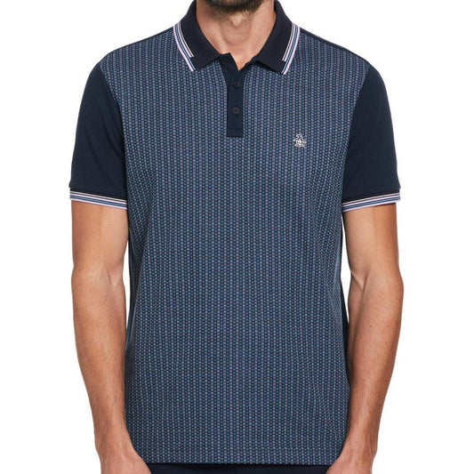 Dark Sapphire and Grape Cotton Jacquard Geometric Pattern Polo by Original Penguin
