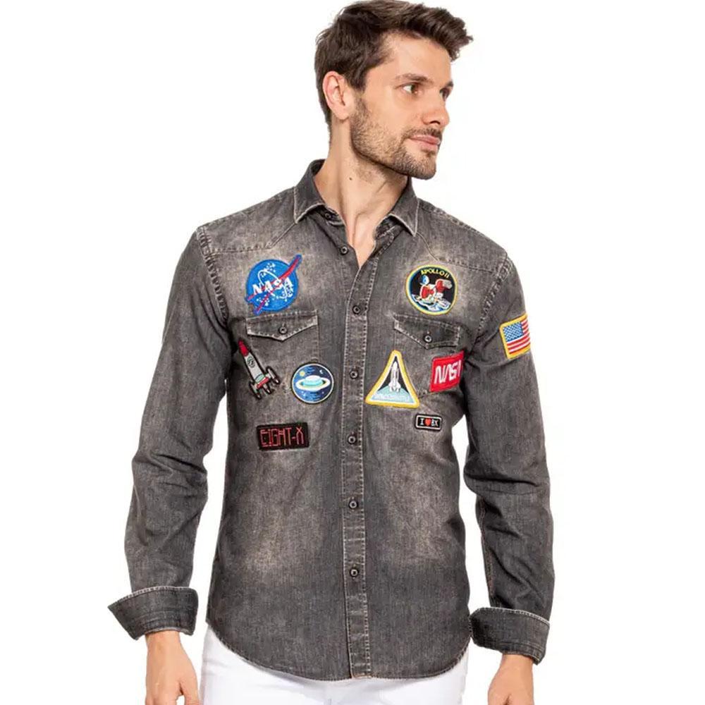To Infinity and Beyond Special Edition Patched Denim Long Sleeve Shirt by Eight X