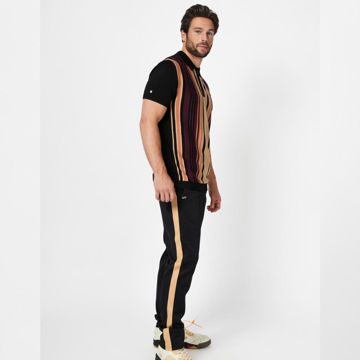 Race Babbling Black and Tan Knitted Polo Shirt by 4funkyflavours