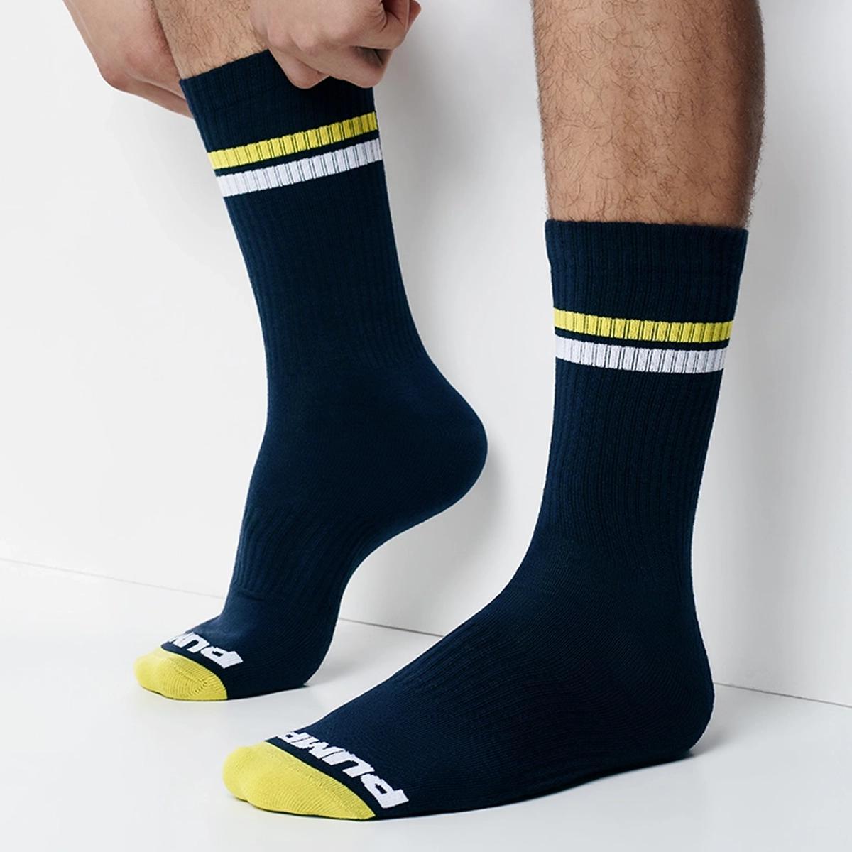 Recharge Navy/Yellow/White Crew Socks by PUMP! Underwear