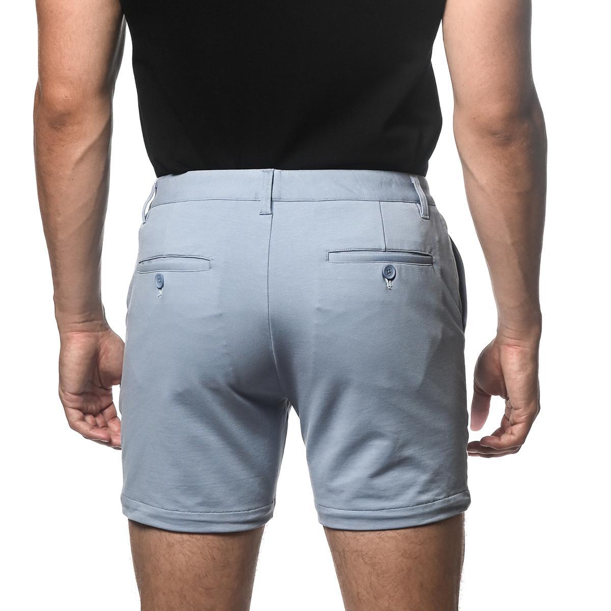 Cloud Blue 6" Inseam Textured Stretch Knit Chino Short by Postmarc