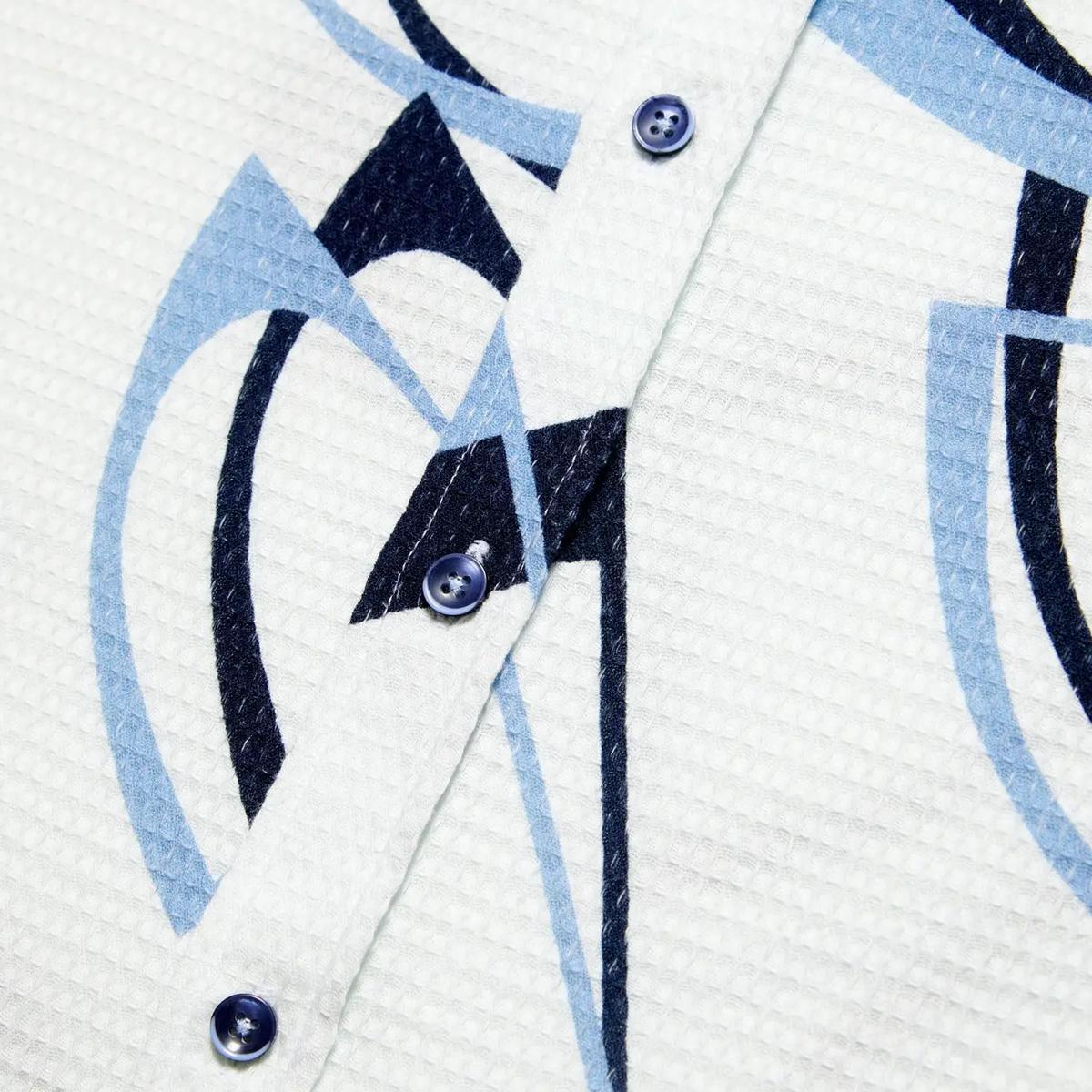 White/Blue Sleek and Sharp Short Sleeve Shirt + Shorts Matching Set by Eight X
