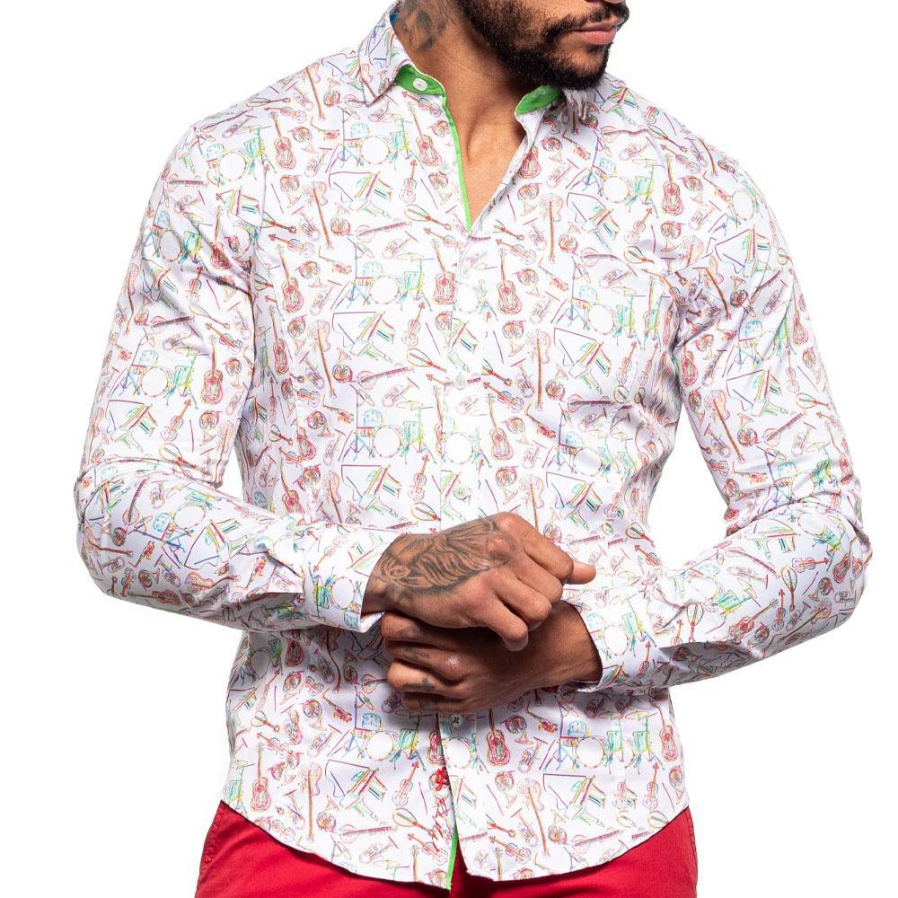 All That Jazz White Limited Edition Long Sleeve Button Down Shirt by Eight-X
