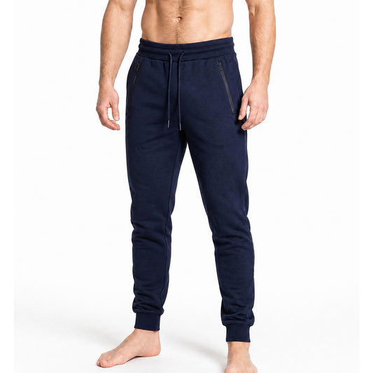 Soft Touch Navy Cotton Joggers with Side Trim